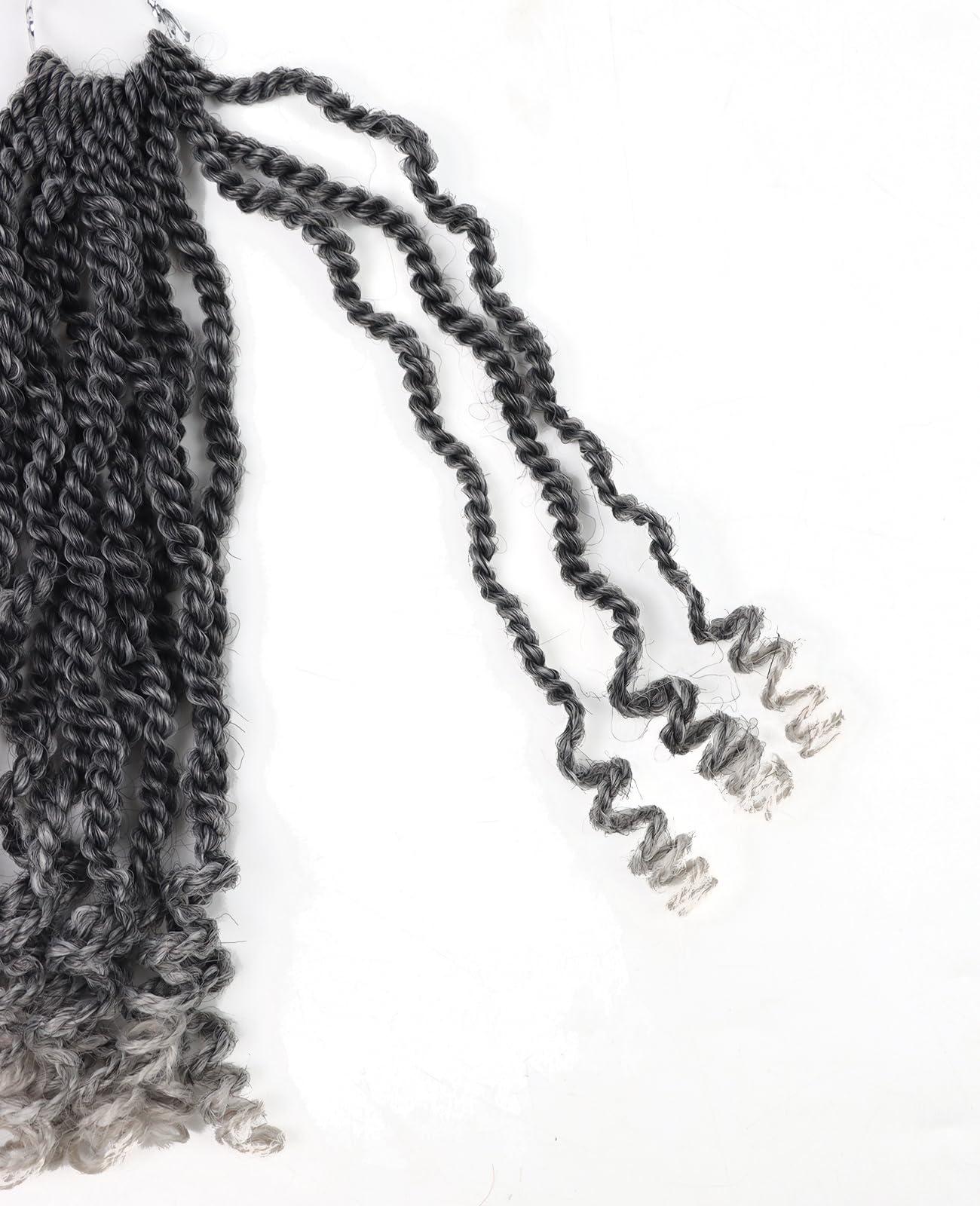 Aeagoo Wavy Senegalese Twist Crochet Hair Pre Looped Curly Ends 8 Inch 8 Packs Crochet Twist Hair for Black Women Long 2 Strand Twist Crochet Hair (8 Inch,Tgrey)