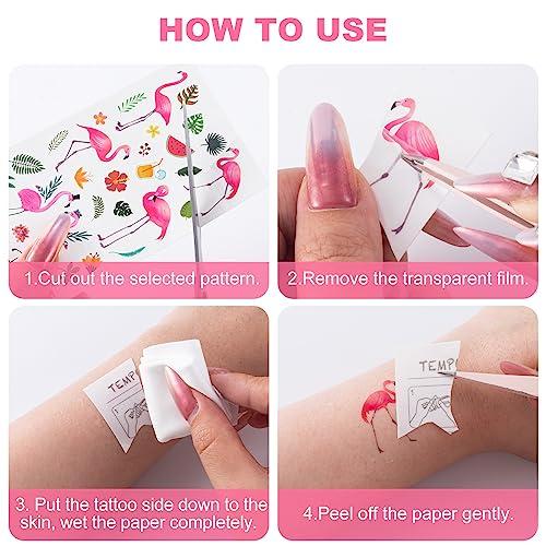 HINZIC HINZIC 20 Sheets Cute Animal Temporary Tattoo for Kids Play, Vinyl Waterproof Flamingo Summer Cartoon Tattoos Stickers for Children Party Makeup Cosplay Drama Shows