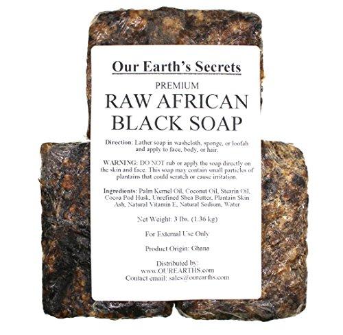 Our Earth's Secrets Our Earth's Secrets Premium Natural Raw African Black Soap, 3 Pound