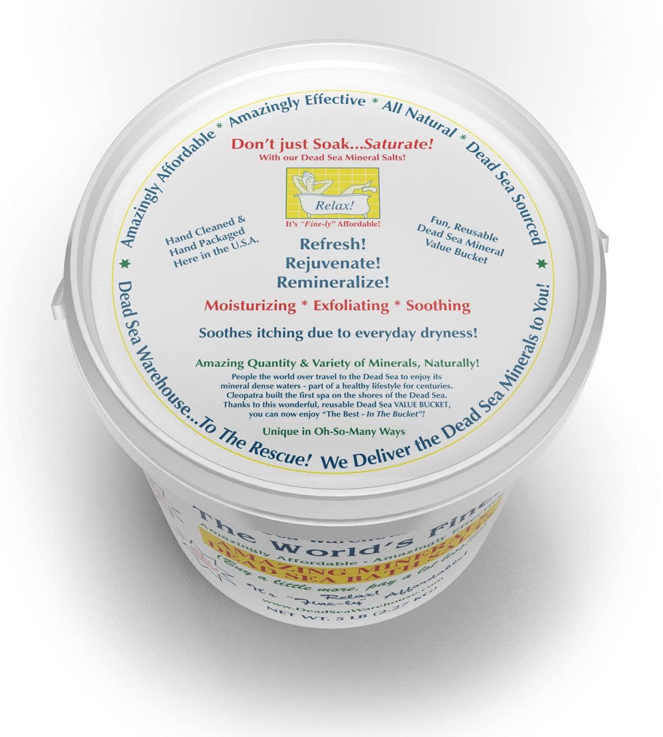 Dead Sea Warehouse Dead Sea Warehouse-Amazing Minerals Dead Sea Bath Salts,100% Full Mineral Therapeutic Bath Salts, Detoxifying & Moisturizing, Exfoliating for Dry Skin, Unscented(5 lbs)