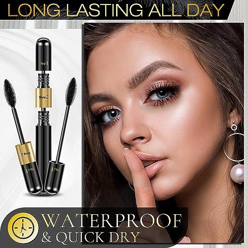 DRMODE Mascara Black Volume and Length - 4D Silk Fiber Mascara Natural and False Effect,Lengthening and Thickening No Clumping Mascara Smudge Proof for Makeup