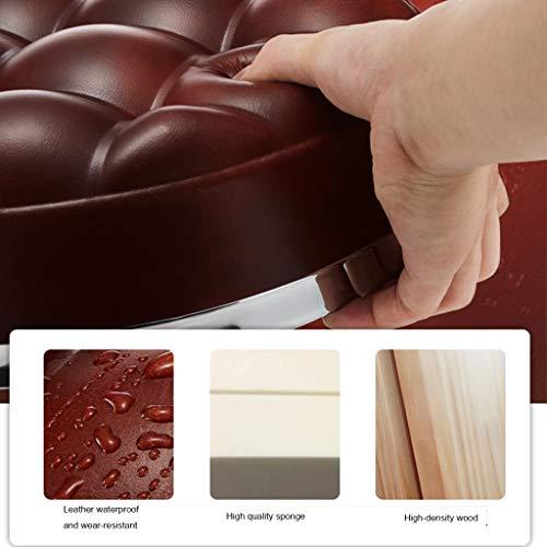 ZHOUXIAO Ottoman Rolling Stool with Wheels, Swivel Height Adjustment Stool,PU Leather Thick Seat Chair Stool Spa Drafting Salon Tattoo Work Office Massage Stools (red)