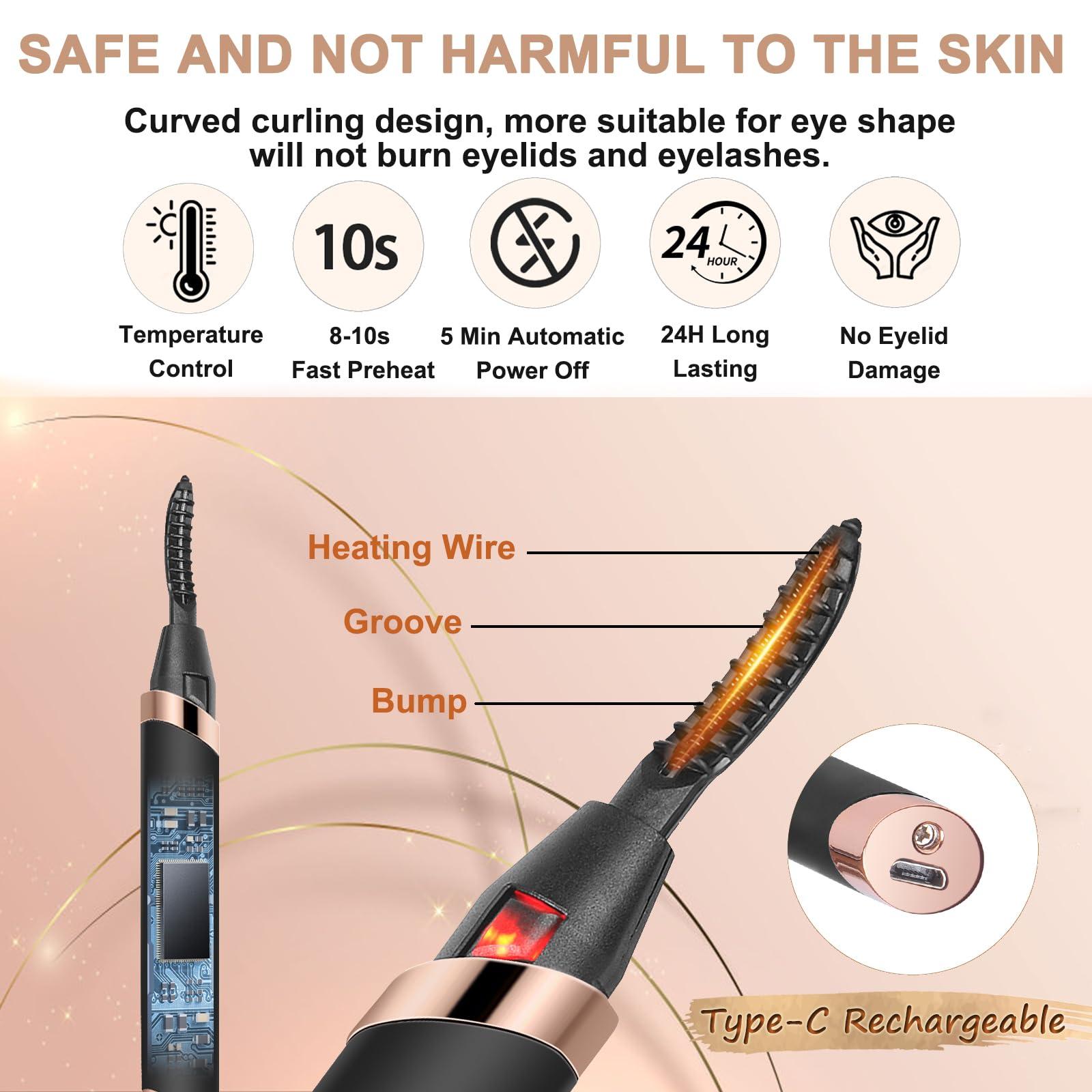 Dust2Oasis DUST2OASIS Heated Eyelash Curler, Electric Eyelash Curlers, Rechargeable Lash Curler with Eyelash Comb for Makeup Natural Curling Eye Lashes and 24 Hours Long Lasting - Black 2022 Updated Model