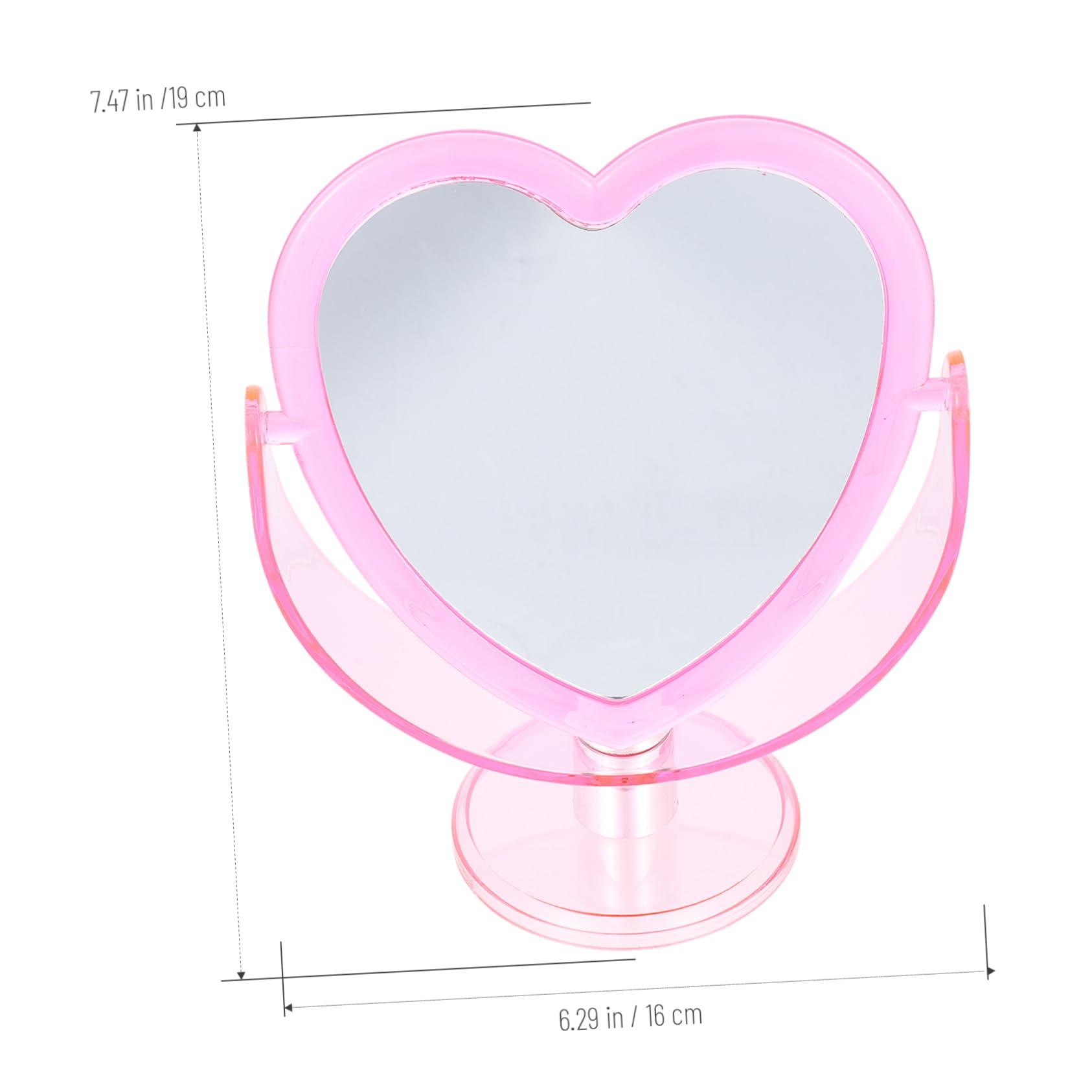 Angoily Angoily Double Sided Heart Mirror Cosmetic Mirror Heart Shape Double-Sided Tabletop Mirror Dressing Table Adorn Vintage Style Lightweight
