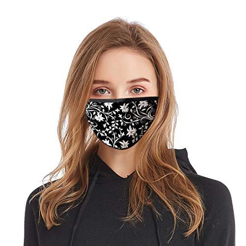 Ajacry Ajacry Flower Printed Face Masks Black Cotton Face Masks Reusable Fabric Face Masks Masquerade Ball Party Decoration for Women Men