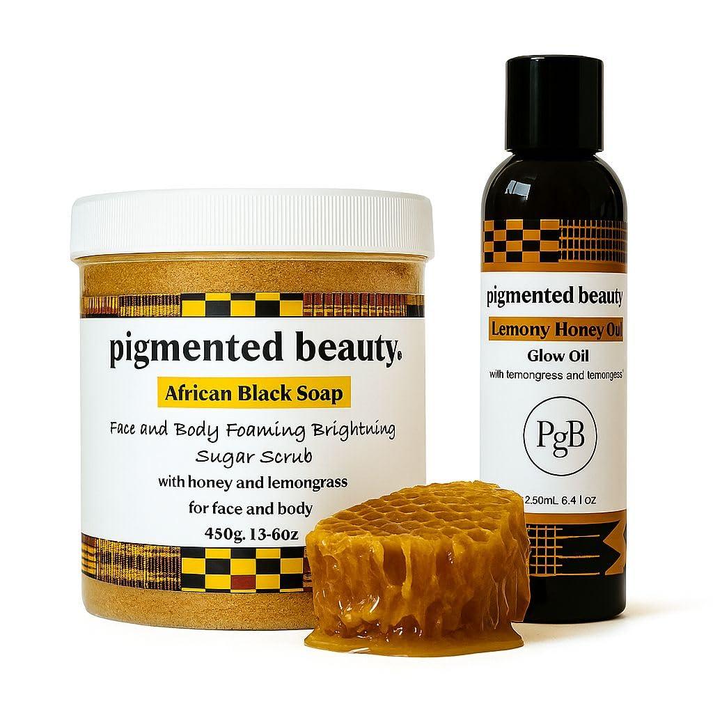 Pigmented Beauty Pigmented Beauty - African Black Soap Brightening & Foaming Sugar Scrub For Face and Body with Honey 450g