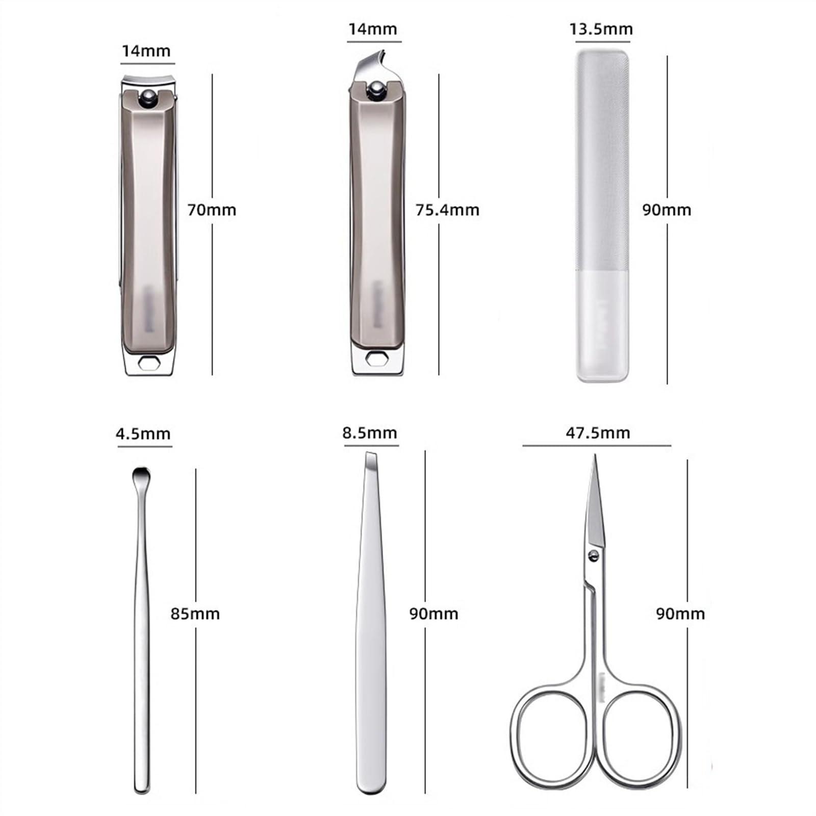 MWxpoSediR Travel Manicure Set,Nail Clippers Set Nail Clipper Set for Women, 6 Pieces Stainless Steel Manicure Kit with Splash Proof Nail Clipper, Portable Travel Nail Care Tools(Yellow)