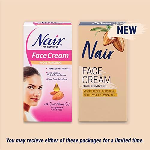 Nair Nair Hair Remover Moisturizing Face Cream, with Sweet Almond Oil, 2OZ (Pack of 2)