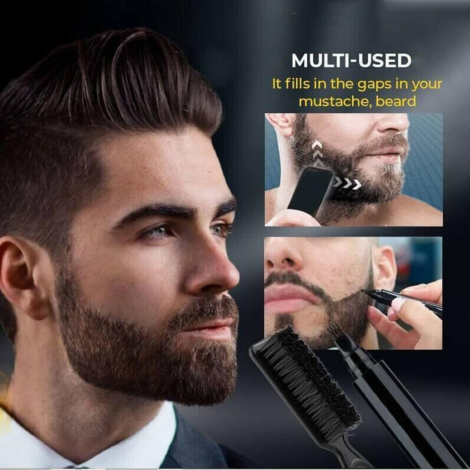 Generic Generic 4 Points Multi-used Pen, 4 Points Multi-used Pen Beard, Suertemall Beard Filler, 4 Tip Brow Waterproof, 4 Tip Brow Pen, Long Lasting, Creates Natural Looking (3 Gray brown)