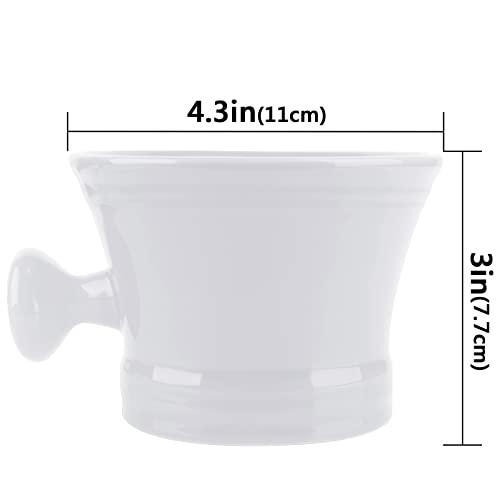 Linkidea Linkidea Ceramic Shaving Mug with Knob Handle, Deep Size Wet Shaving Cup, Razor Shave Soap and Cream Bowl for Men, White