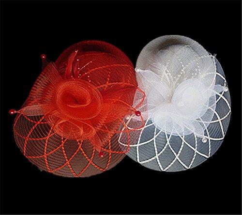Aimeely Aimeely Children Girls Lady Feather Net Hat Veil Vintage Hair Accessories with Clip White