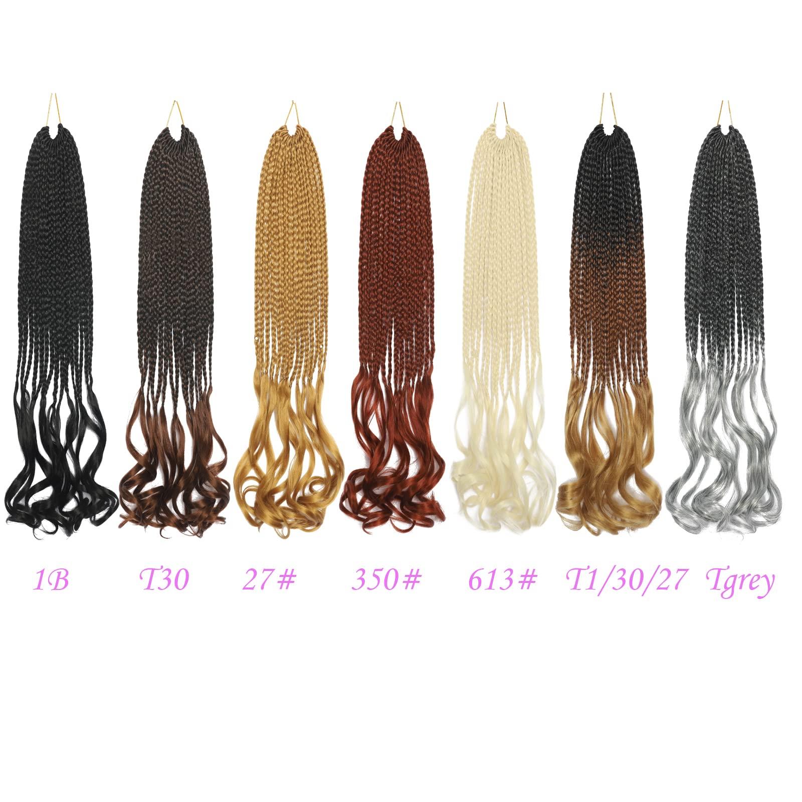kossys 9 Packs French Curl Crochet Braids 18 Inch T1/30/27 Goddess Box Braids Crochet Hair Crochet Braids Pre Looped With Loose Wavy Braiding Hair,Blonde Brown Ombre Curly Wavy Ends Synthetic Hair Extensions for Women (18 Inch (Pack of 9), T1/30/27)