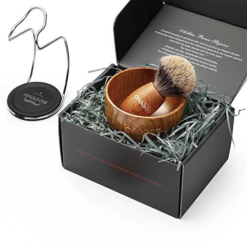Anbbas Anbbas Shaving Set, Pure Badger Hair Shaving Brush Wood Handle and Large Soap Bowl with Stainless Steel Shaving Stand 3IN1 Kit for Men