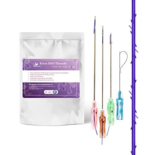 elves elves Pdo Threads for Face Lift (4D Cog Threads 21G 100MM)/ Barbed Pdo COG Threads 360R Bidirection/L-Blunt Type (20pcs)