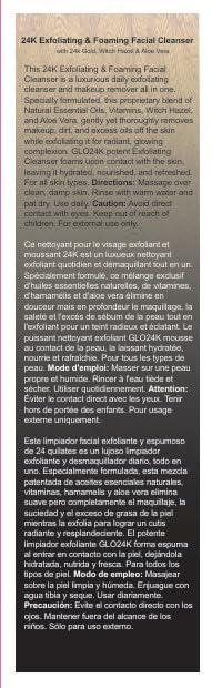 GLO24K UNLEASH THE POWER OF GOLD GLO24K Exfoliating & Foaming Facial Cleanser with 24k Gold, Witch Hazel, and Aloe Vera