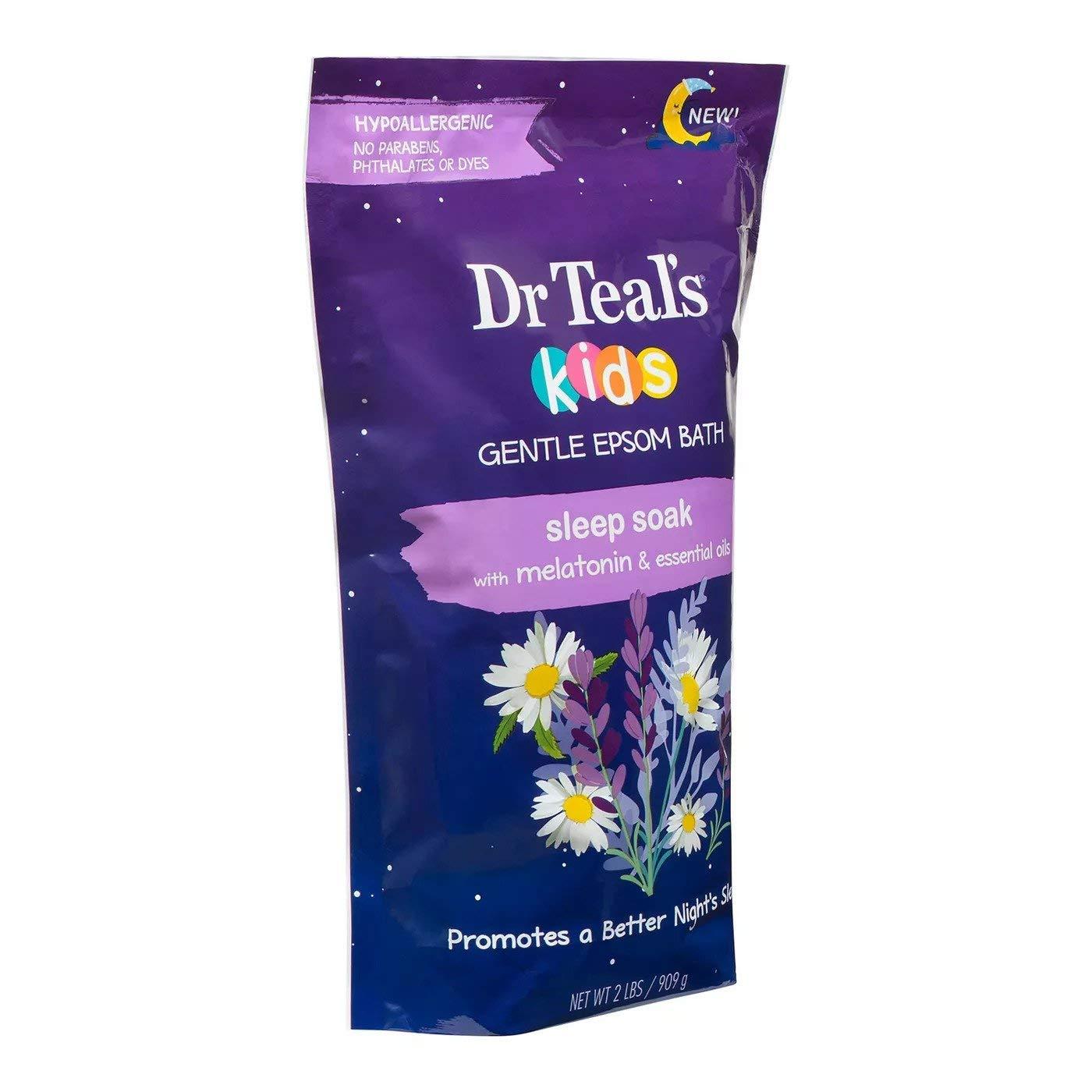 Dr Teal's Dr. Teal's Kids' Gentle Sleep Soak with Pure Epsom Salt & Melatonin - (2 Pack, 2lbs Ea.) - Coconut and Other Essential Oils Relieve Stress & Soothe The Body - Hypoallergenic & Paraben Free