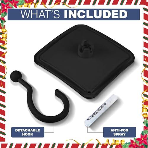 MIRRORVANA MIRRORVANA Hanging Fogless Shower Mirror for Shaving with 360 Rotatable Swivel Hook - Anti Fog and Shatterproof 6.3\" x 6.3\" Surface (Black)