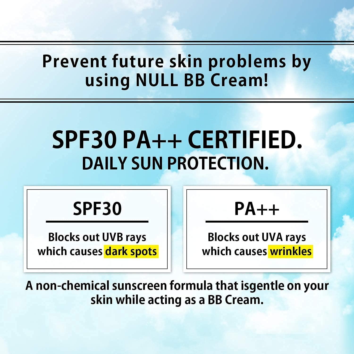 NULL [Matte Finish] NULL mens BB Cream, Mens concealer, Tinted Moisturizer broad spectrum SPF30 PA++, CC cream, Revitalising Nourishing Tone Up Cream, Natural Cover, 0.7oz Made in Japan (Ochre)