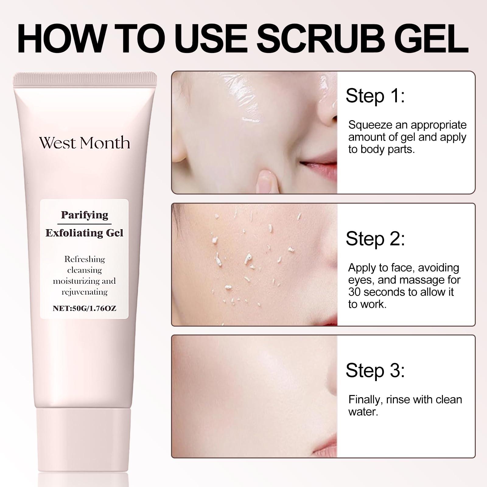 FAIRYTALESPACE Purifying Exfoliating Gel, Natural Exfoliating Gel Scrub for Face and Body Cleansing and Moisturizing (2PCS)