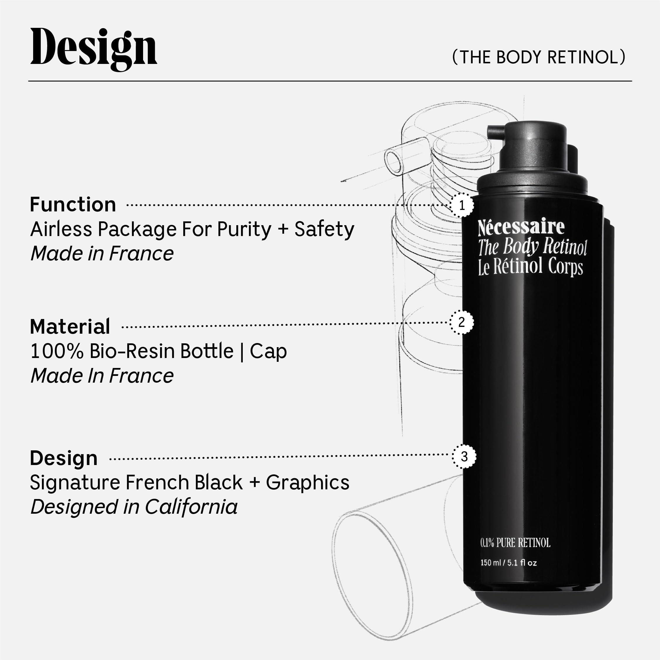 Ncessaire Ncessaire - The Body Retinol. Retinol Repair Serum + Retinol Body Lotion In One. Crepey Skin Treatment. Wrinkle + Line Prevention. 0.1% Pure Retinol + 10% AHA. 5.1 oz