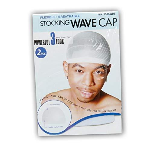 MAGIC MAGIC Stocking Wave Cap Pack Hair Du Rag - 1 Black and 1 White, Spandex Fabric, Flexible, Breathable, one Size, Comfortable, Wig, Hair Extensions, Wig Cap, Stays on Your Head