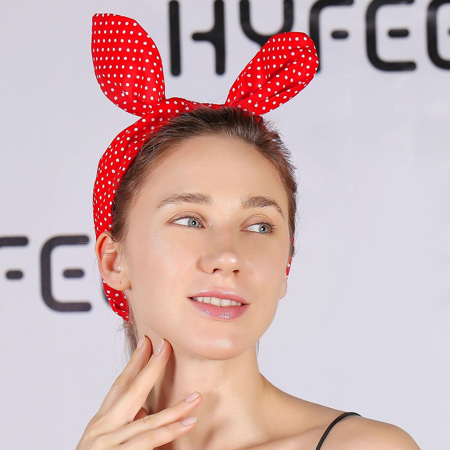 HYFEEL HYFEEL Wire Headbands for Women Bow Bandana Hair Scarf Hairbands Cute Knotted Hair Accessories 50s Retro Head Wraps Turban (Red Polka Dot)