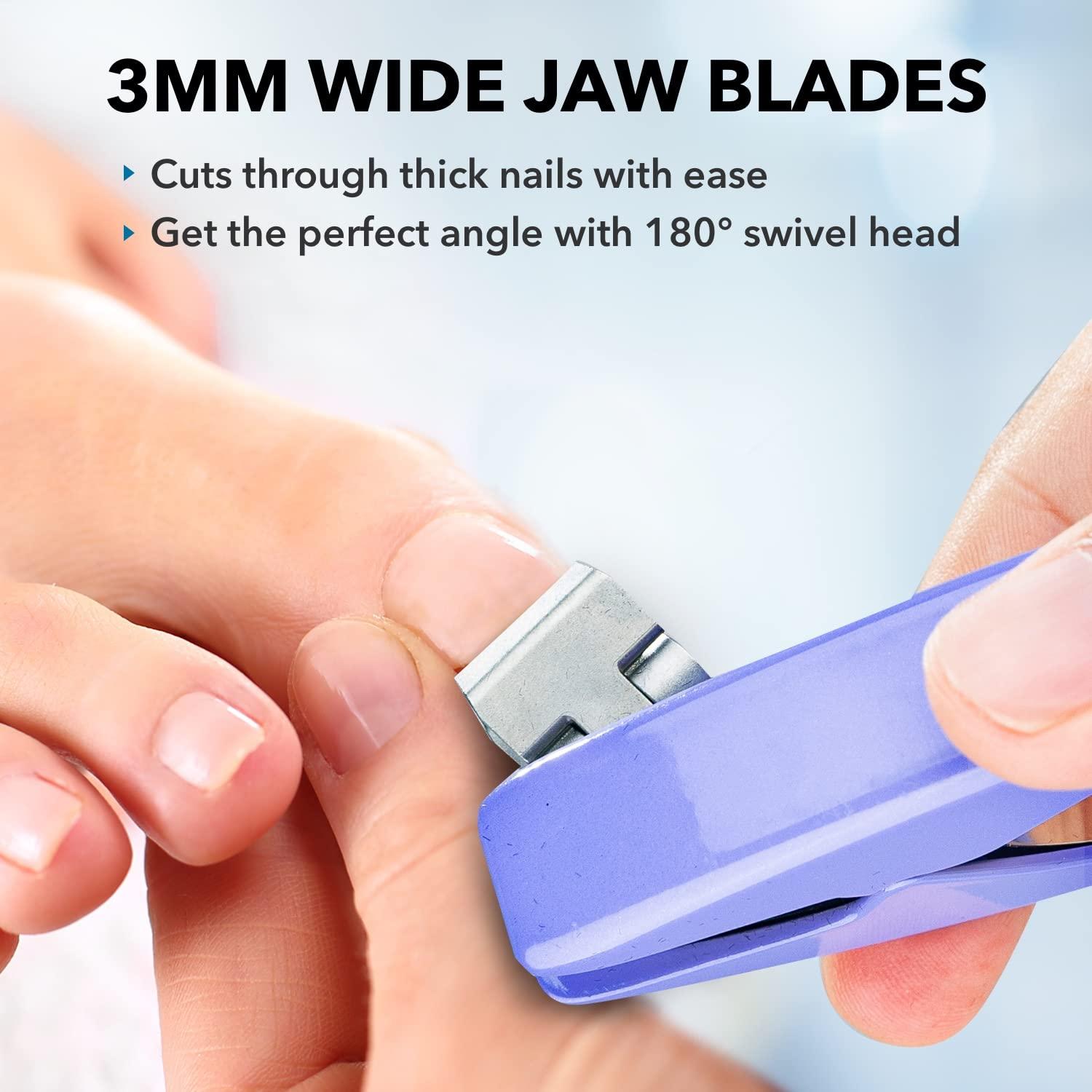 Azurro CLIPPERPRO Omega Select Toenail Clipper - Toe Nail Clipper for Women, Men, and Seniors | Ergonomic, Easy to Grip Small Nail Clippers | Nail Cutters with Steel Blades and 180 Degree Swivel Head