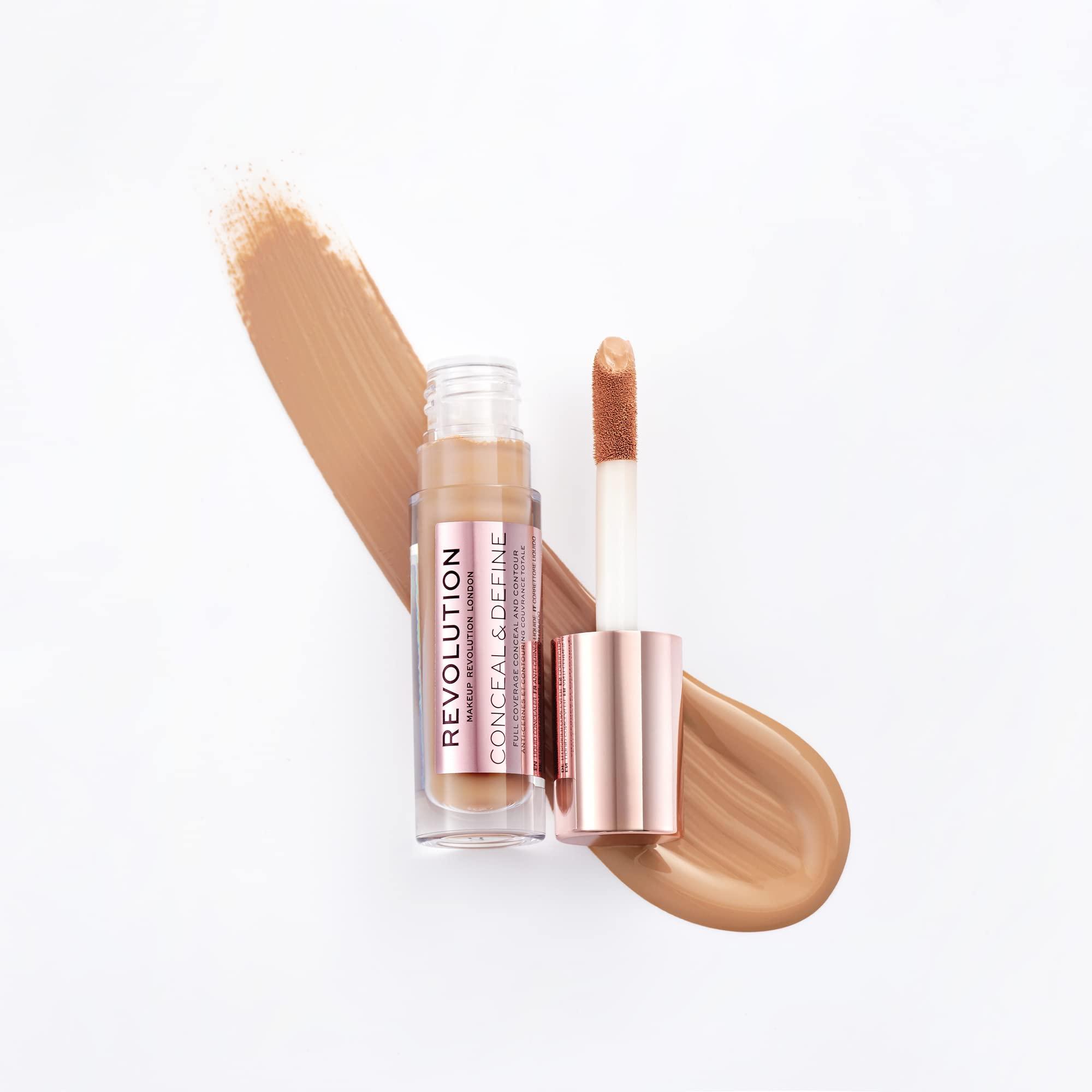 Makeup Revolution Revolution, Conceal & Define Concealer, Full Coverage & Lightweight, Long-Lasting Matte Finish, Vegan & Cruelty Free, C12 Medium or Tan Skin Tones, 0.14 oz