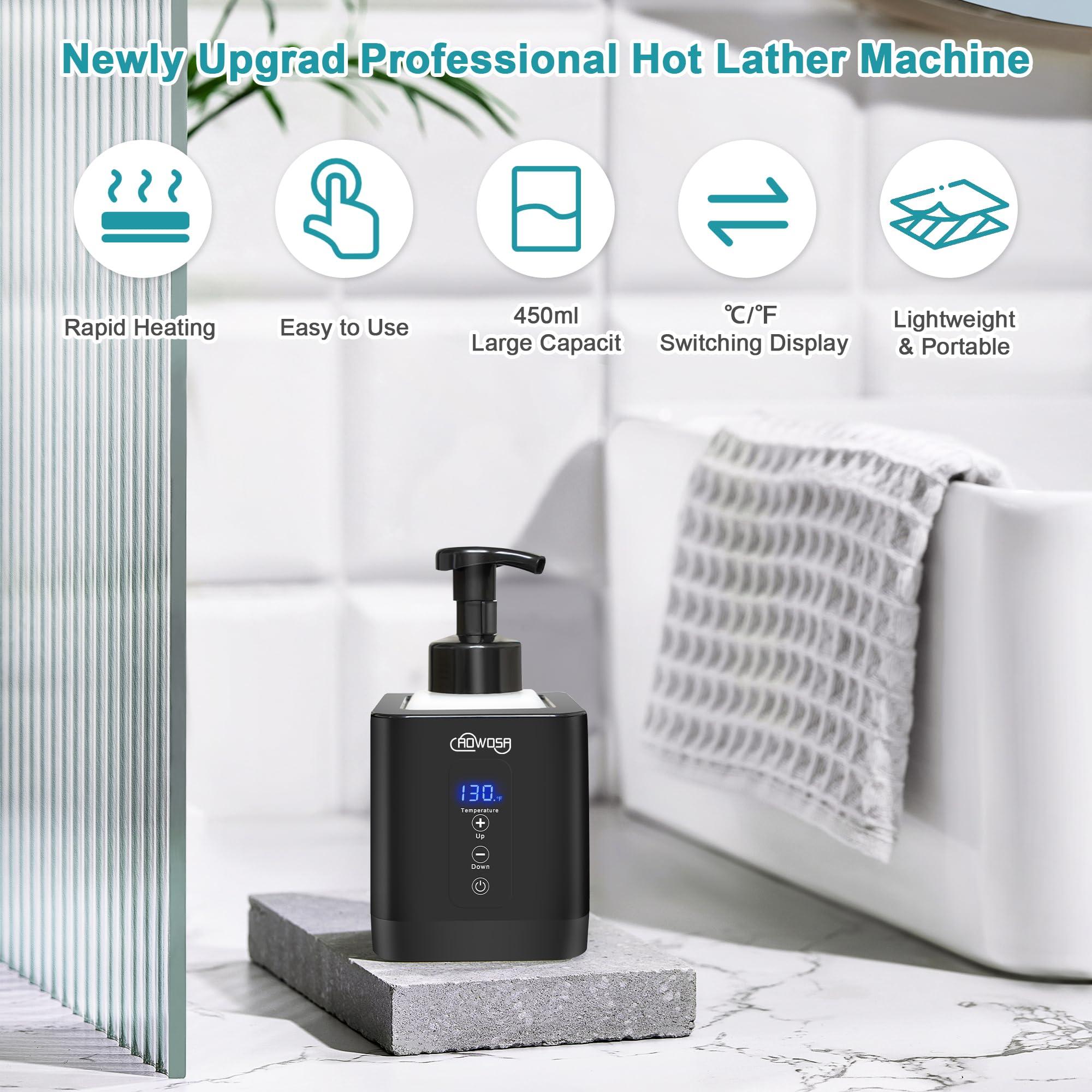 AOWOSA Hot Lather Machine for Shaving Professional Lather Maker for Men Face Shaving Large Capacity Shaving Foam Machine for Home Use Salon Barber Shop, with 2 Foam Bottle and Temperature Digital Display
