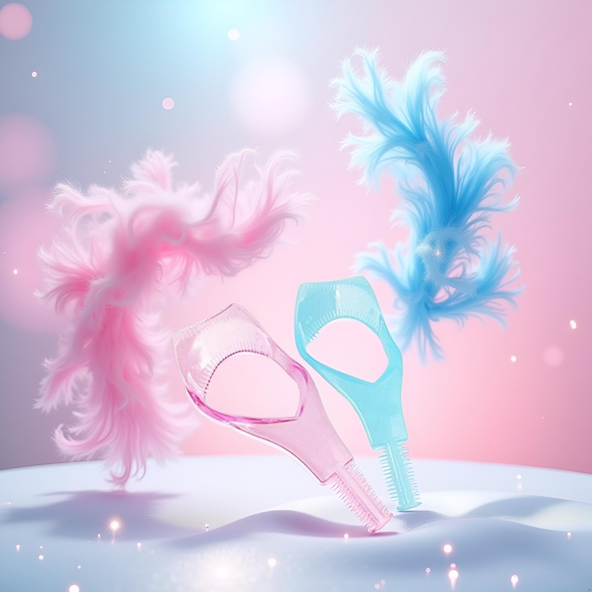 DPWOUM 2Pcs Pink and Blue 3in1 Mascara Shield Guard Eyelash Brush Curler Guide Applicator Comb Makeup Tool Random Color Mascara Brushes Makeup Brushes and Tools