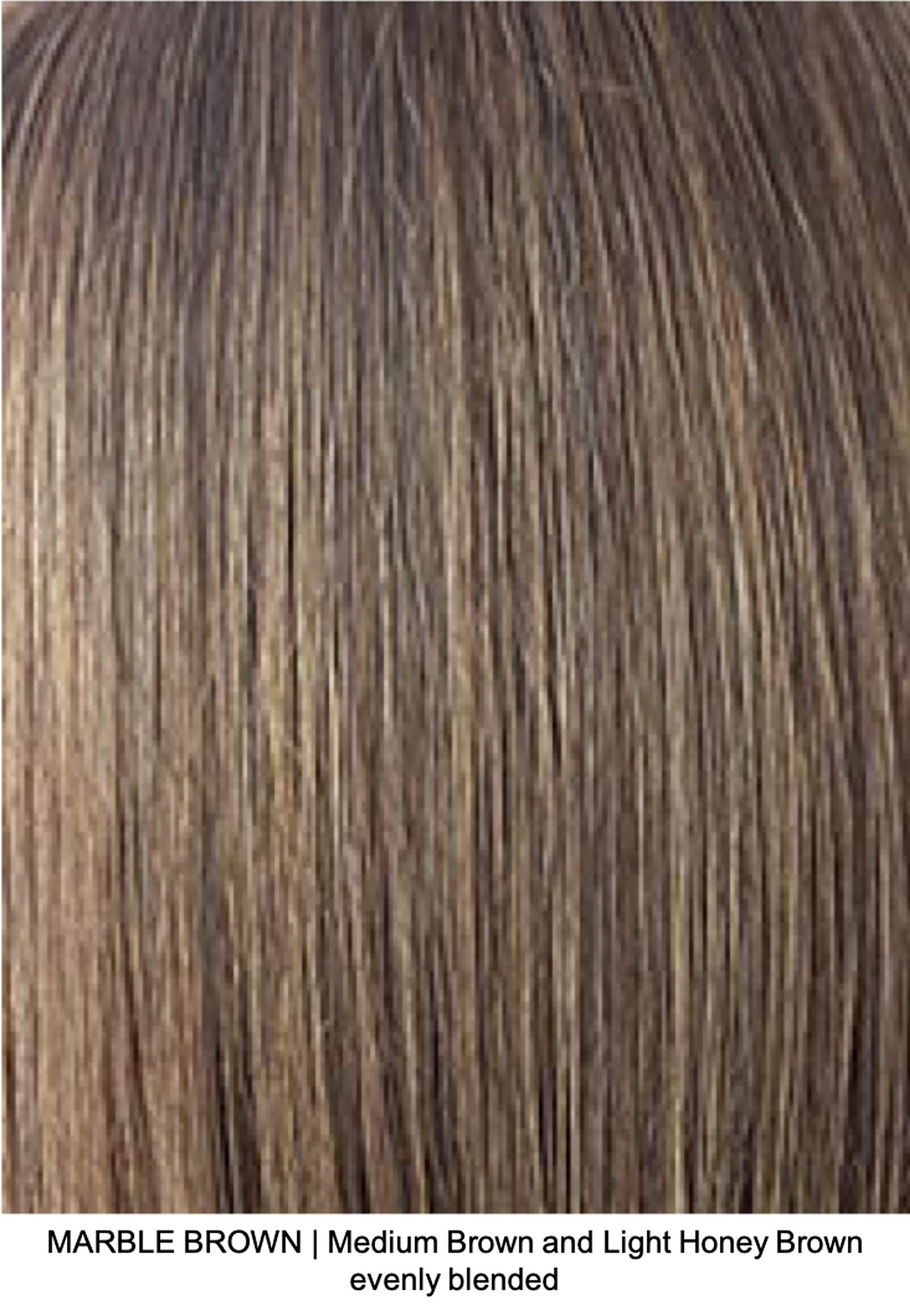 Belle of Hope Belle of Hope STEVIE Double Mono Synthetic Wig by Amore, 5PC Bundle: Wig, 4oz Mara Ray Enriched Shampoo, Conditioner, Wide Tooth Comb, and 19 Page Guide (Marble Brown)