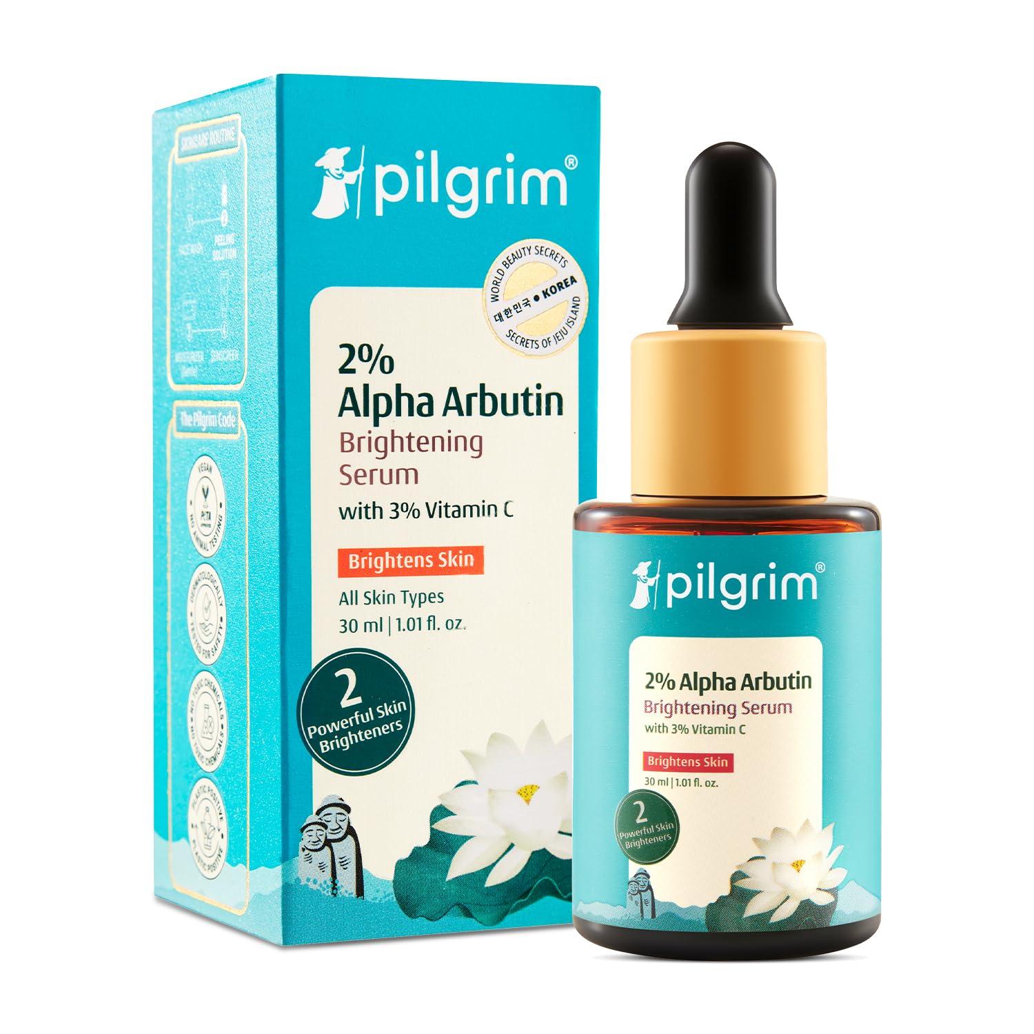 Pilgrim Pilgrim Korean Vitamin C Face Serum | with 2% Alpha Arbutin & Blueberry | Anti Aging Facial Serum | Reduce Dark Spots | Improves Skin Tone & Texture | 1.01 Fl Oz/30ml