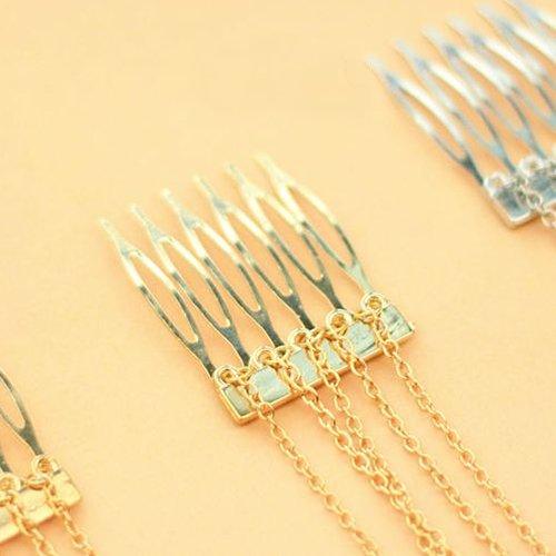 Broadfashion New Ladies Metal Chain Fringe Long Tassel Hair Comb Cuff Head Women's Hairband (Golden) by Broadfashion