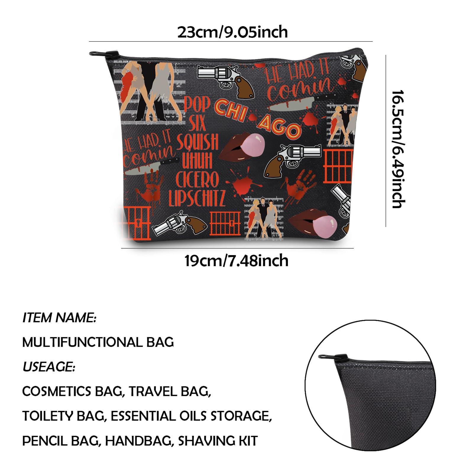 WCGXKO WCGXKO Musical Gift Chicago Musical Inspired Gift Six Squish Uh Uh Cicero Lipschitz Zipper Pouch Cosmetic Bag (Chicago Music)