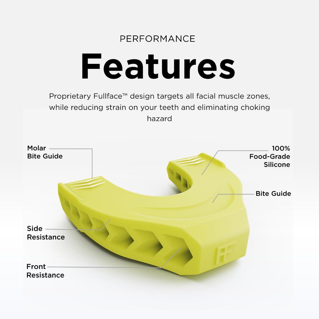 Facefit Jaw Exerciser by Facefit - Men & Women - Tone and strengthen your jawline, cheeks, chin and lips - Food-grade Silicone (Electric Yellow)