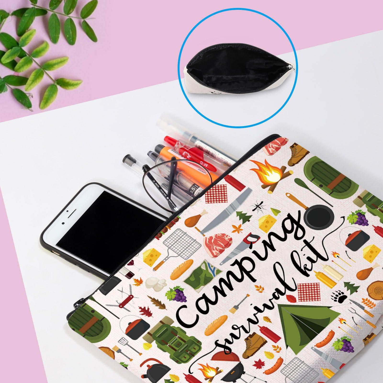 GJTIM Camping Survival Kit Camp Gift RV Gift Camper Accessories Travel Bag Happy Camper Gift (Survival Camping Bag)