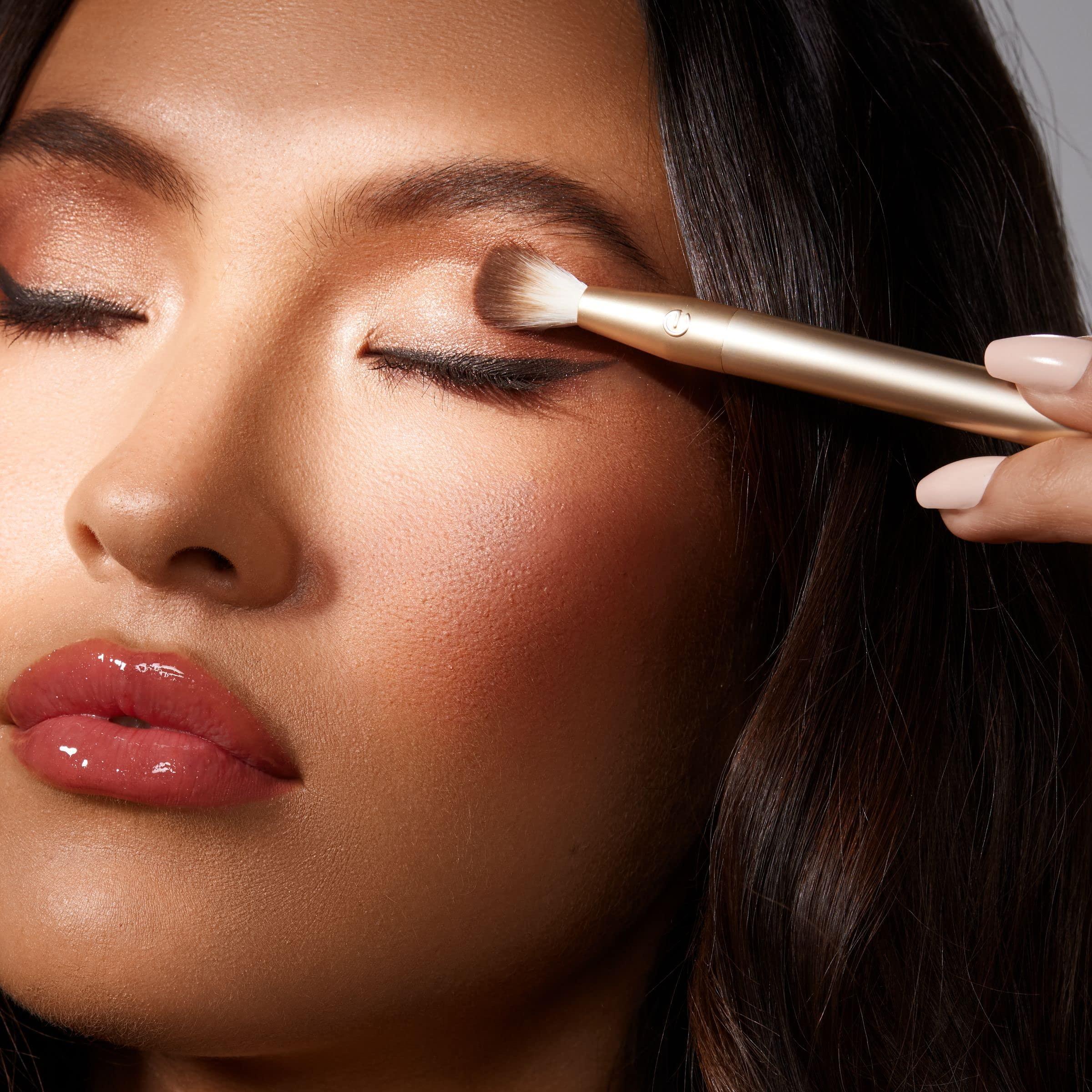 EcoTools EcoTools Precious Metals Brightening Eye Kit, Precision Makeup Brushes For Eyeshadow, Brows, & Liner, Eco-friendly Makeup Brush Set, Sustainable Recycled Aluminum, Cruelty-Free, Chrome, 5 Piece Set