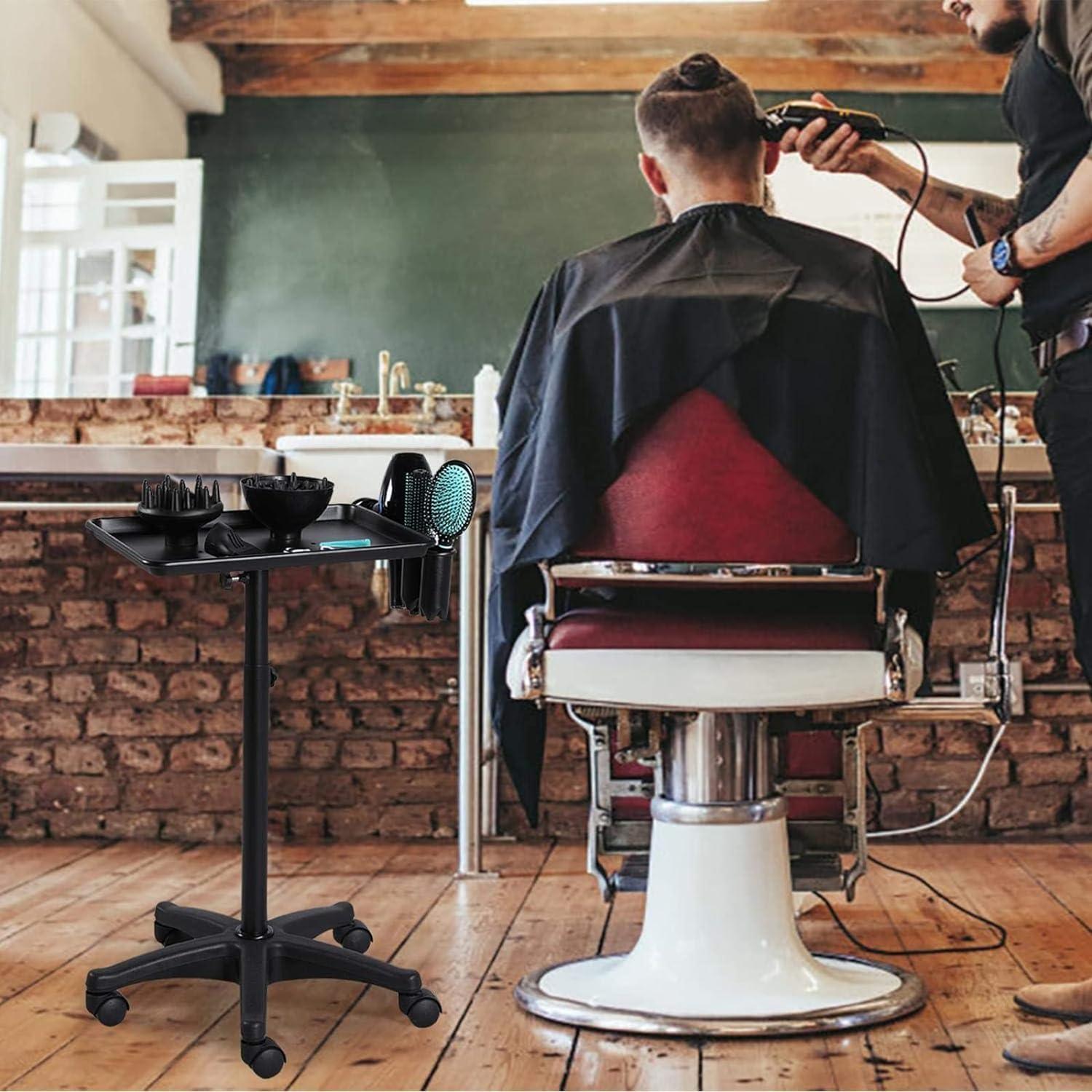 ntumLeap Utility Cart Organizer Storage Trolley Service Cart Metal Salon Tray for Tattoo Cutting, Hair Salon Medical Dental Equipment Rolling Trolley Cart on Wheels, Height A,Black