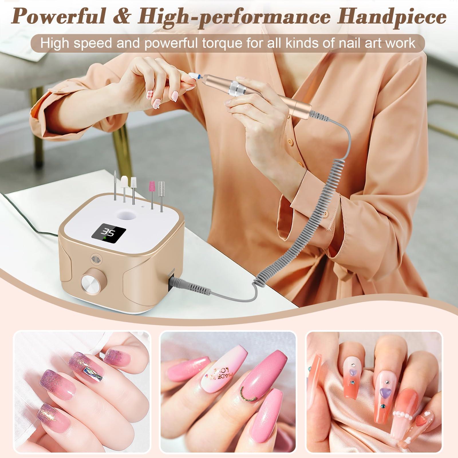 Kredioo Kredioo Electric Nail Drill 35000RPM Professional Manicure Machine Kit for Acrylic Nails Remove Gel Polish Thick Toe with 11 Bits Easy Build-in Bit Holder Twist Lock Changing Bit Valentine\'s Day Gift