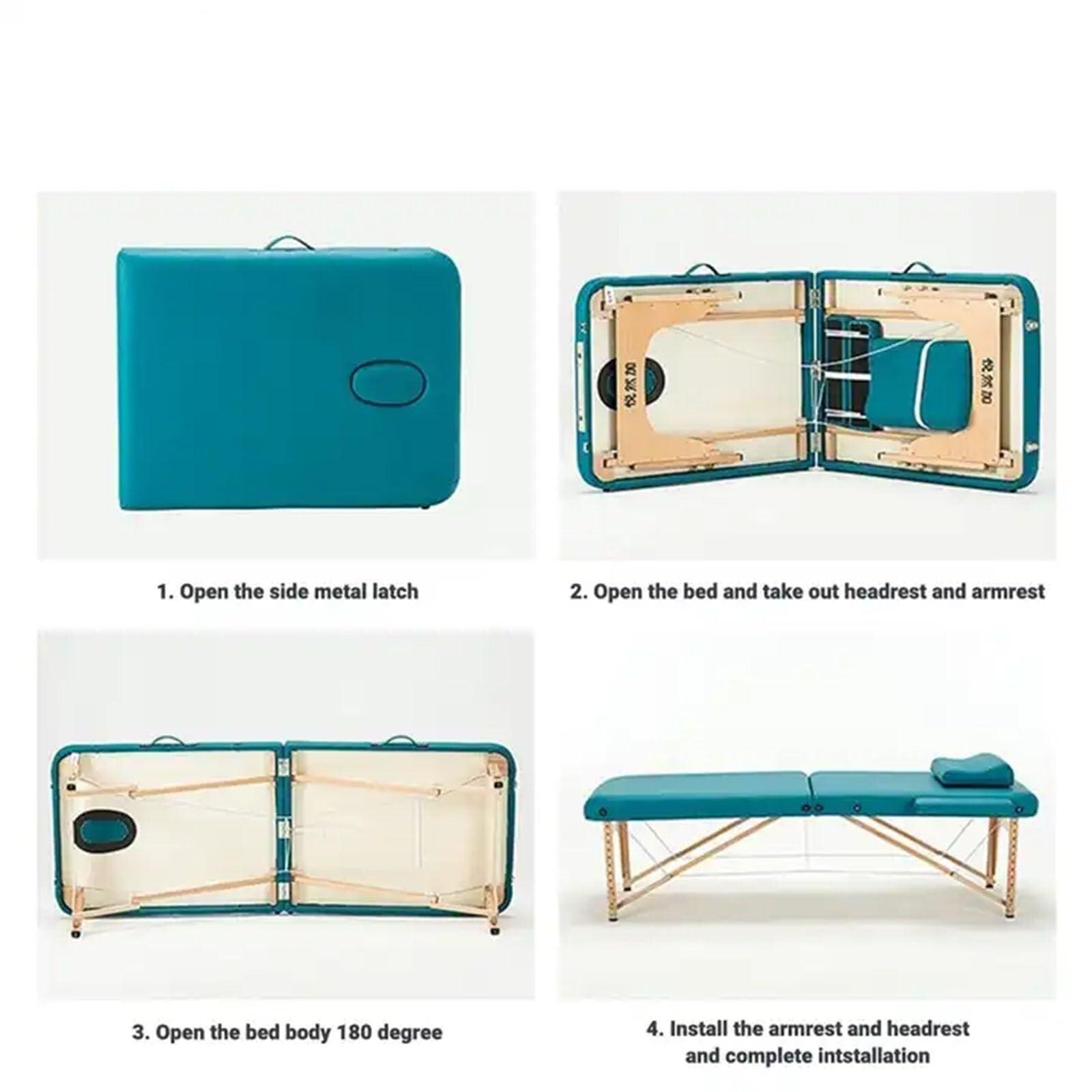 NinthAvenue Basics Professional Massage Table Massage Bed Spa Bed Portable 2 Folding W/Carry Case Table Heigh Adjustable Salon Bed, Black