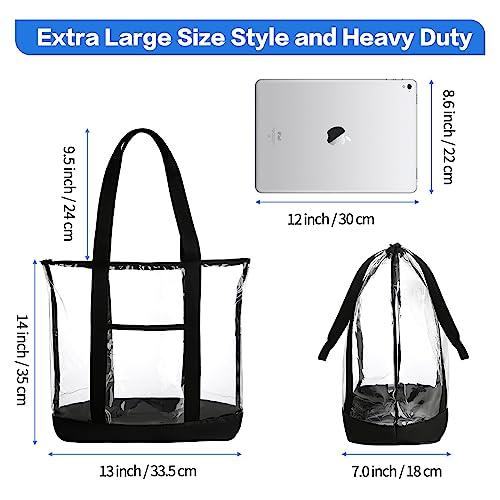 HAOGUAGUA HAOGUAGUA Extra Large Clear Cosmetic Toiletry Bag, Large Clear Makeup Bag, Waterproof Transparent Plastic PVC Tote Shoulder Bag with Handles (BLACK)
