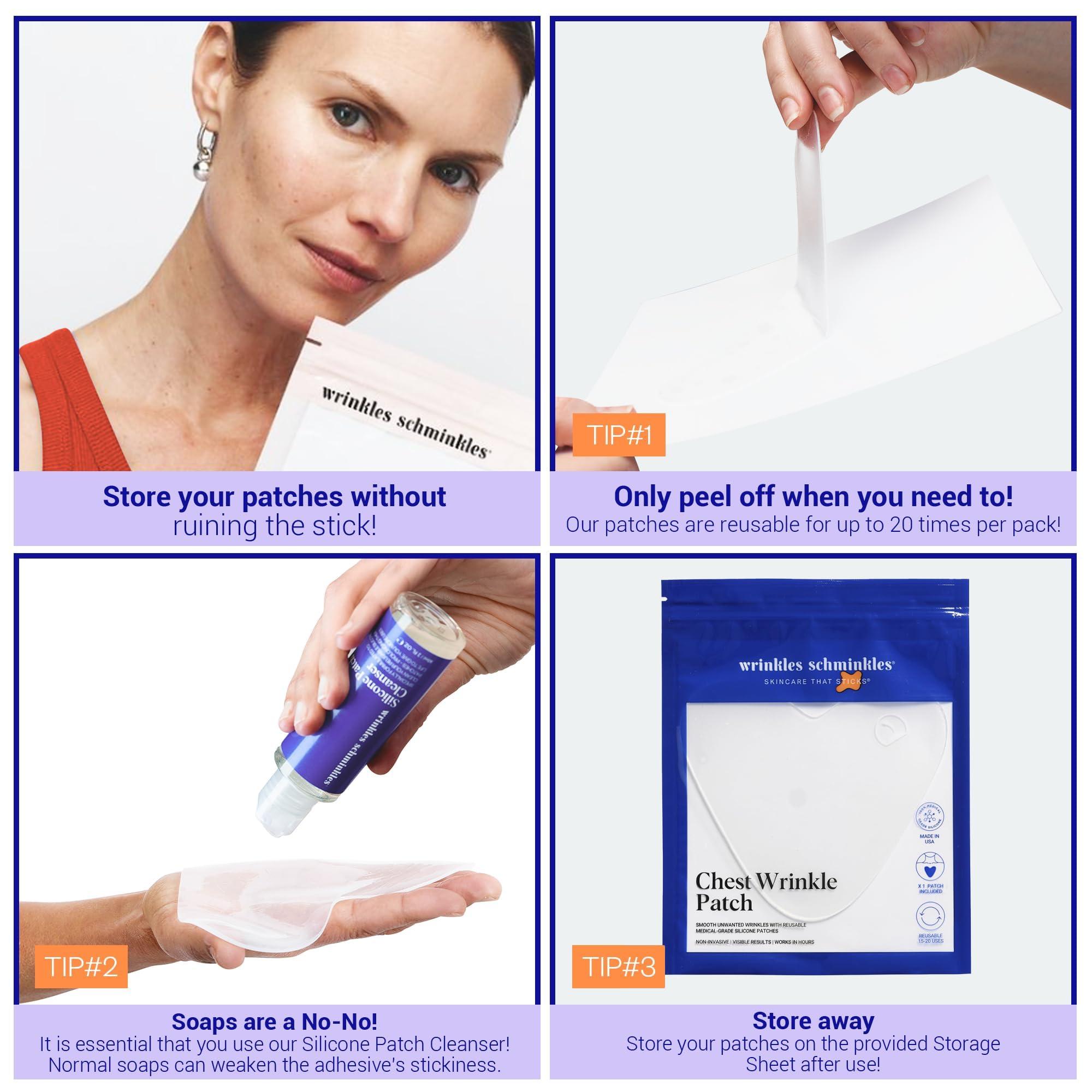 Wrinkles Schminkles Wrinkles Schminkles Chest, Cleavage & Body Stretch Mark Wrinkle Patches | Reusable Hypoallergenic Pregnancy Safe Silicone Smoothing Pads to Prevent and Reduce Wrinkles & Stretch Marks | 2 Pack