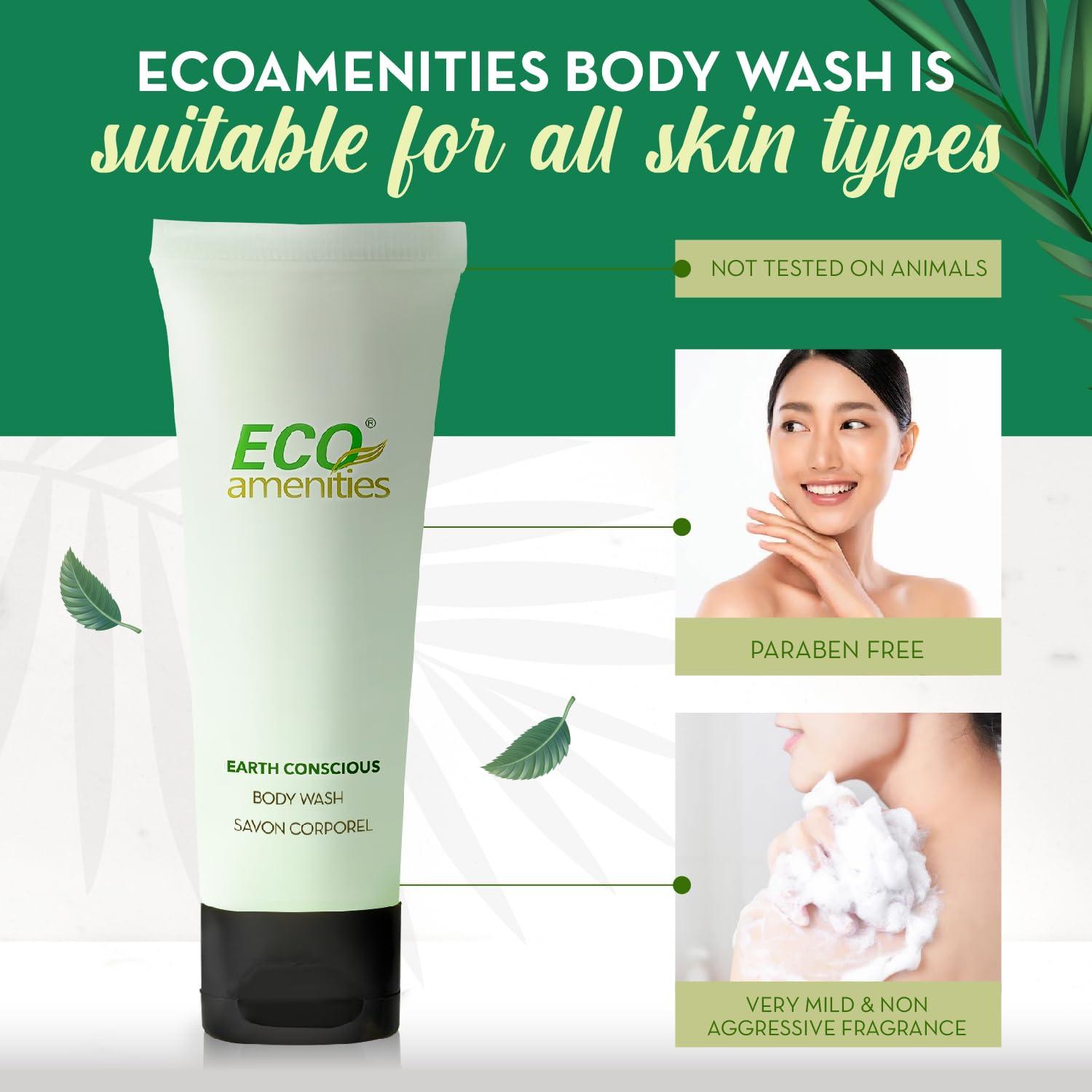 ECO amenities ECO amenities Travel Size Body Wash Bulk - Hotel Supplies for Guests - Great for Vacation Rental and Airbnb Toiletries - Body Wash for Men & Women - Green Tea Scent - 72 pack, 1.0 fl oz (30ml) tubes
