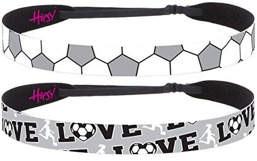 Hipsy Hipsy Women's Adjustable NO Slip Grey Soccer Headbands (Love & Soccer Grey 2pk)