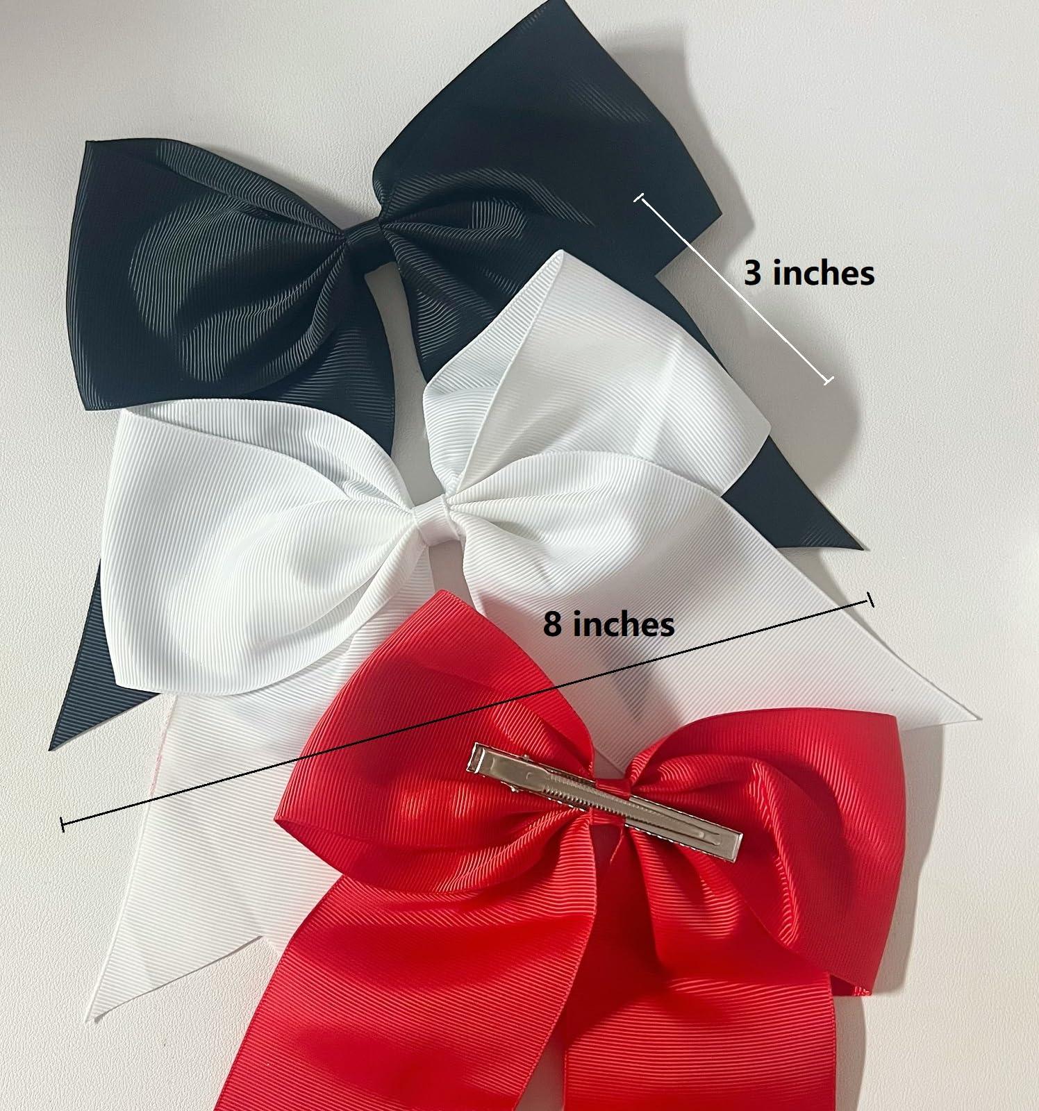 Tobeffect Hot Jumbo Pink Hair Bows 8 Inch Big for Girls and Women - Cheerleading, Softball Team, Halloween Costumes, Christmas, Festivals, Birthdays