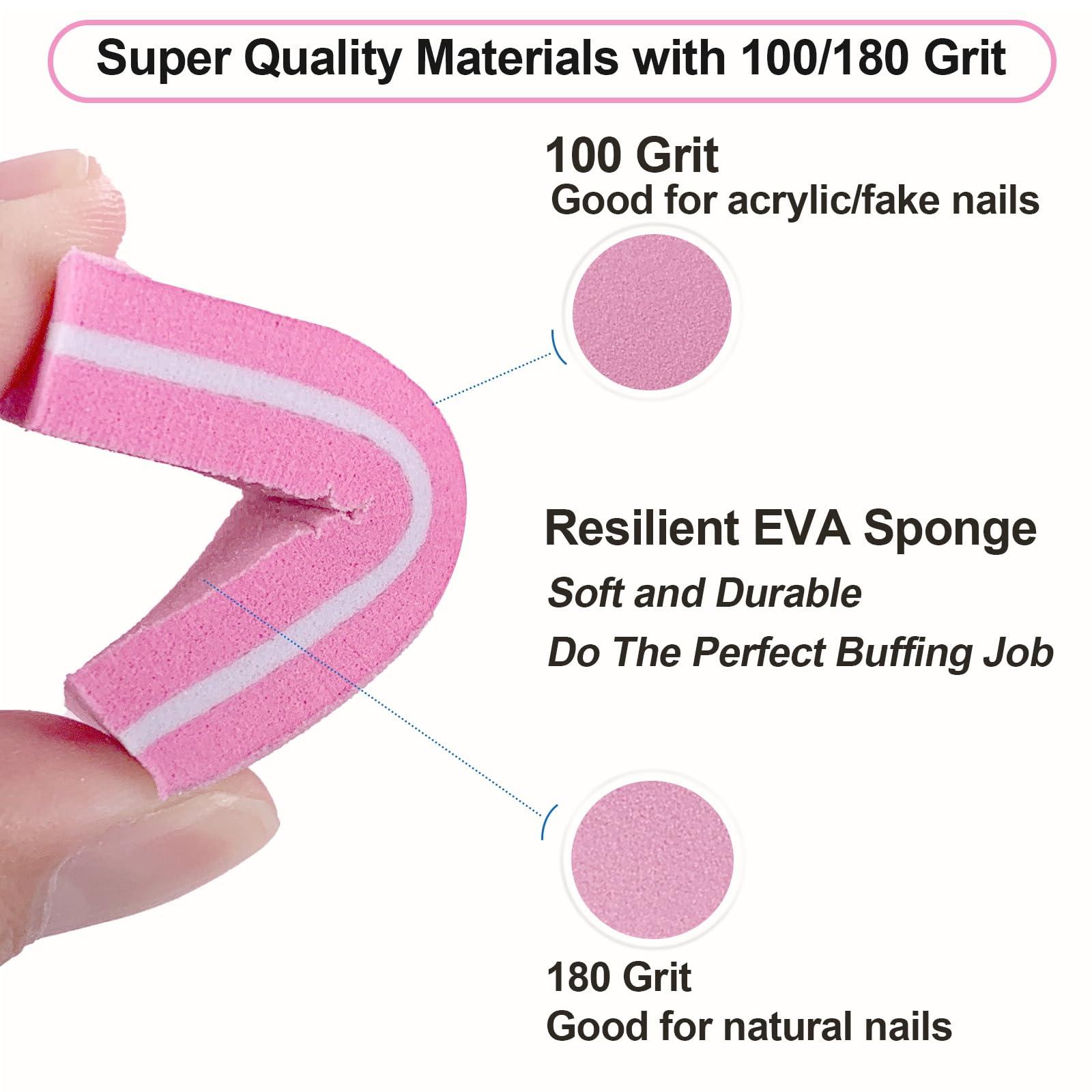 HomeyEra Nail Buffers (60 Pack), Buffer Block Nail File for Acrylic Nails and Natural Nails, 100/180 Grit Small Nail Buffer Block Bulk Buffing Blocks for Nail Buff Professional Manicure File Blocks Set Pink