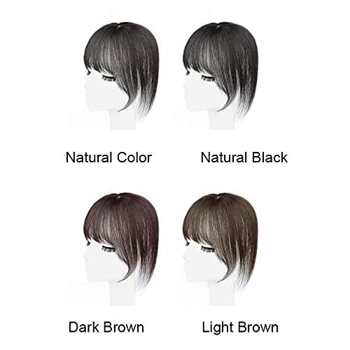 RemeeHi RemeeHi 10 Inch Human Hair Bangs with Temple Top Piece Clip in Seamless Topper&Fringe Extension Hand Made Light Brown