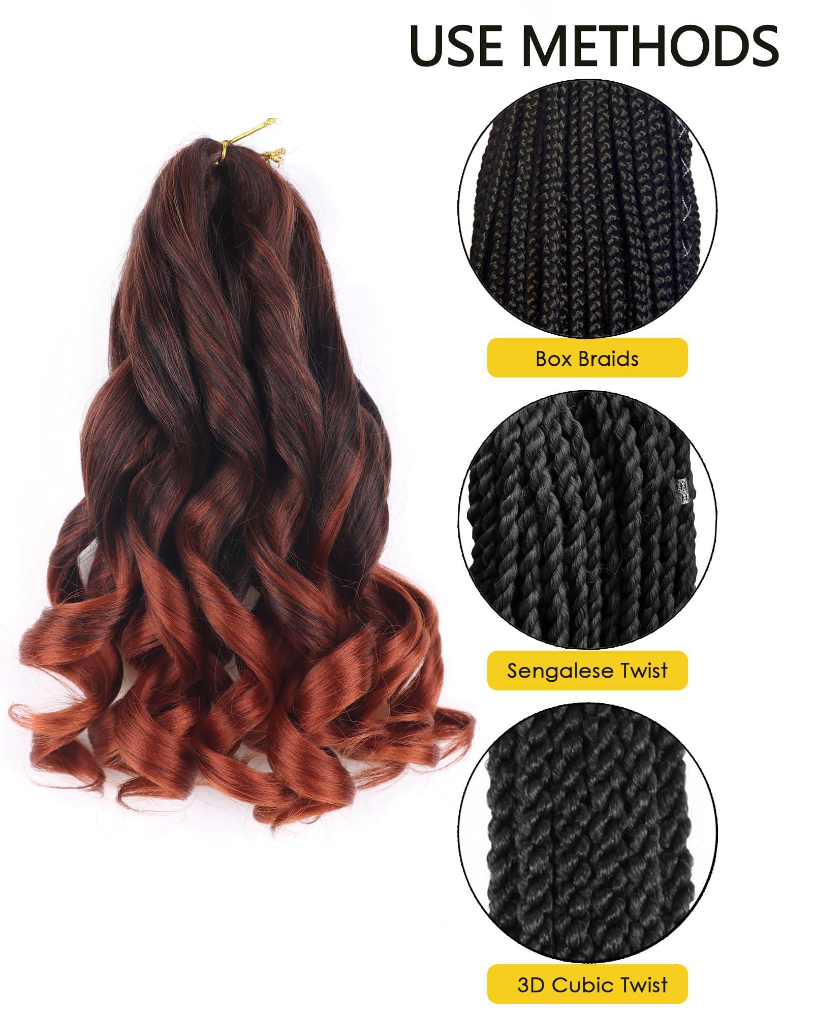Aeagoo Black And Ginger Braiding Hair 10 Inch French Curl Braiding Hair Short French Curls Braiding Hair Pre Stretched Curly Braiding Hair for Box Braids with Curly Ends(T350)