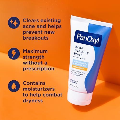 PanOxyl PanOxyl Acne Foaming Wash Benzoyl Peroxide 10% Maximum Strength Antimicrobial, 3 oz. - Travel Size