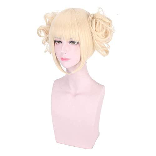 Koswiggle Koswiggle My Hero Academia Wig Cross My Body/Himiko Toga Cosplay Anime Wig Split Tiger Mouth Clip Milk Gold